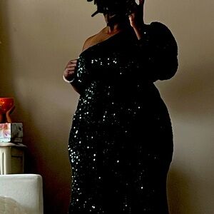 Dark green sequin dress that is perfect for a holiday gala. Brand new with tag.